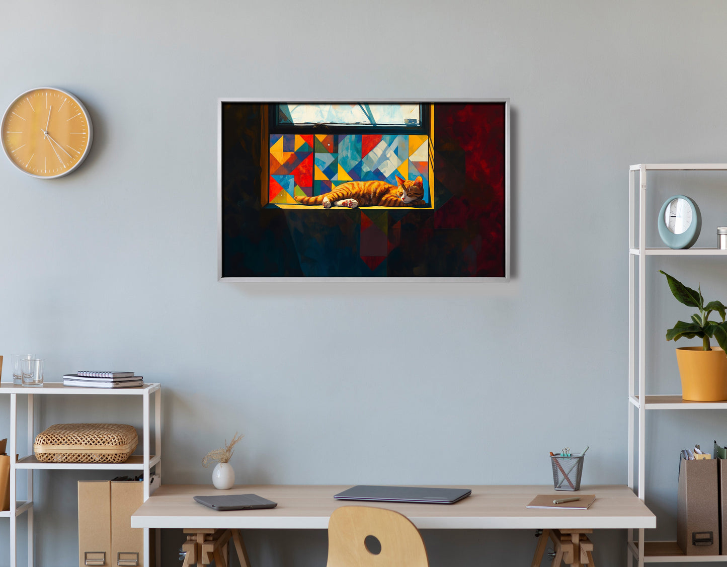 Sleeping Orange Cat Window African American canvas print view 60