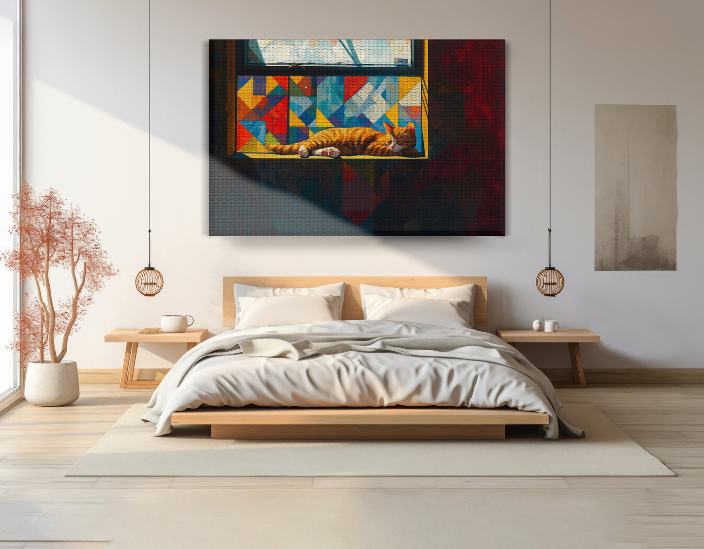 Sleeping Orange Cat Window African American canvas print view 15