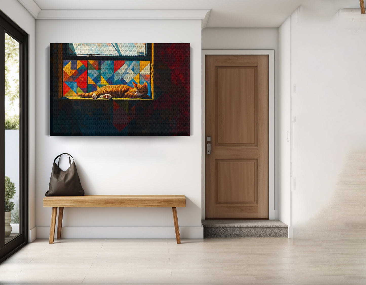 Sleeping Orange Cat Window African American canvas print view 17
