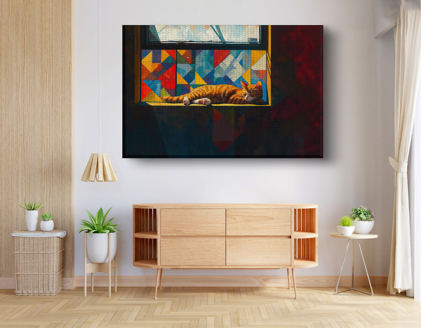 Sleeping Orange Cat Window African American canvas print view 14