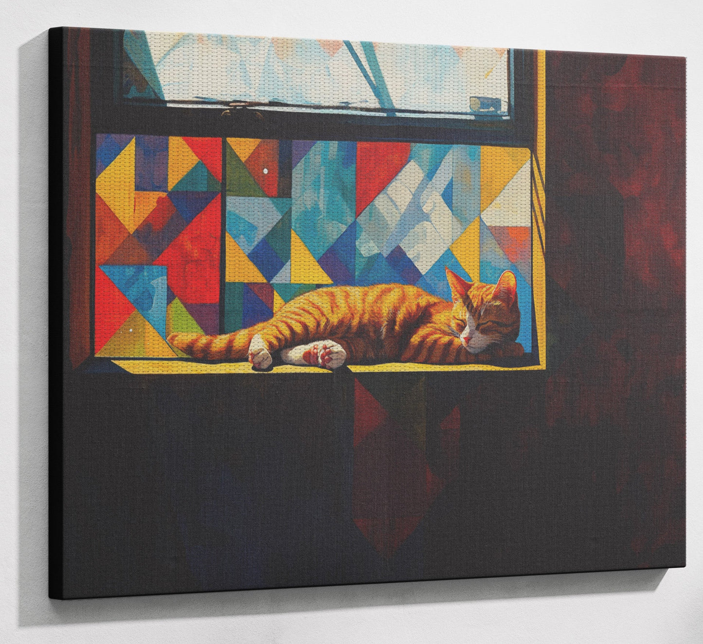 Sleeping Orange Cat Window African American canvas print view 13