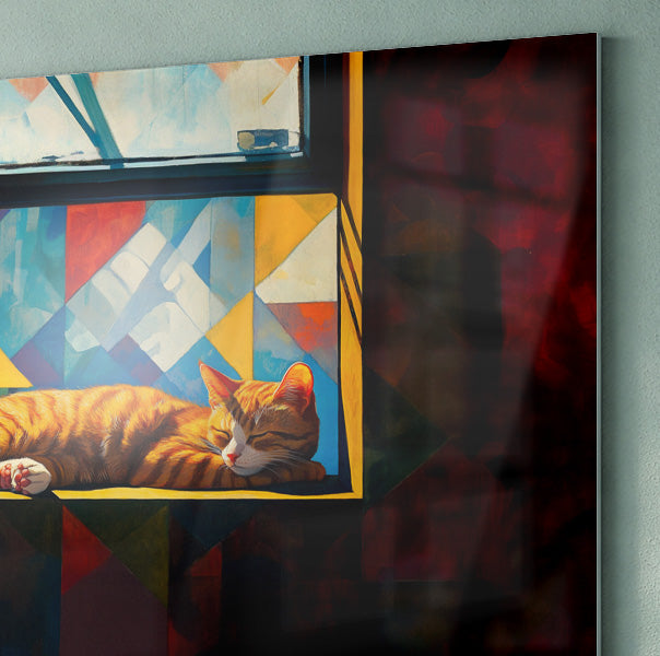 Sleeping Orange Cat Window African American canvas print view 22