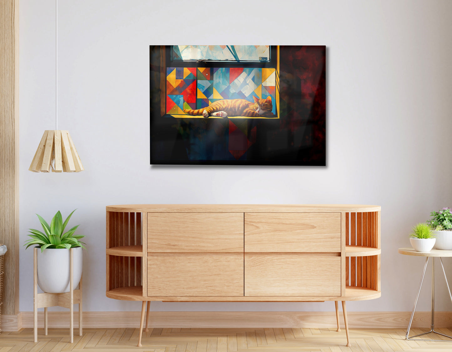 Sleeping Orange Cat Window African American canvas print view 20