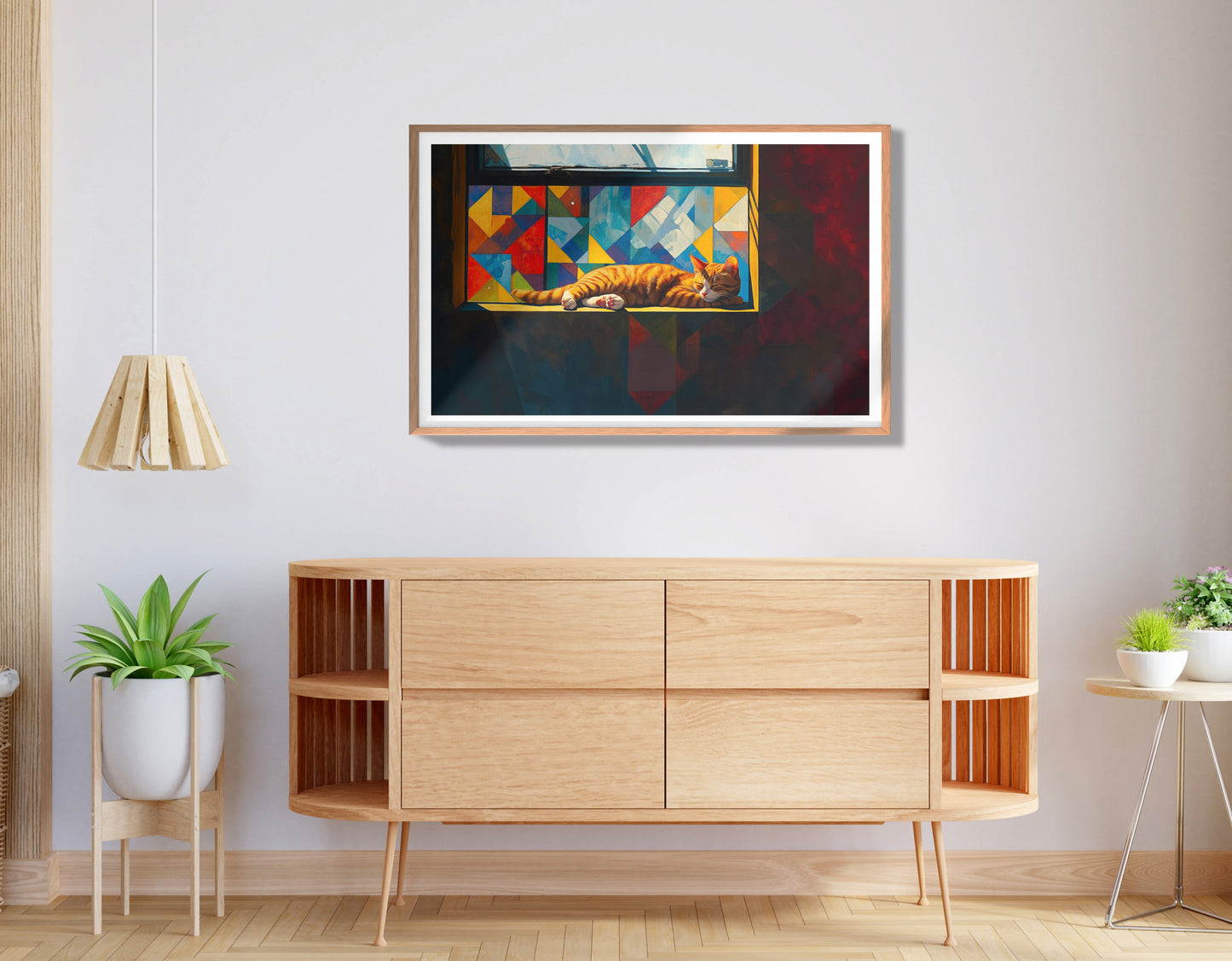 Sleeping Orange Cat Window African American canvas print view 80