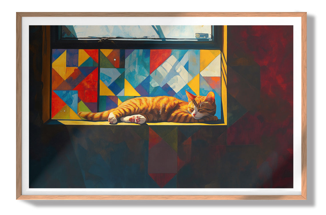 Sleeping Orange Cat Window African American canvas print view 79