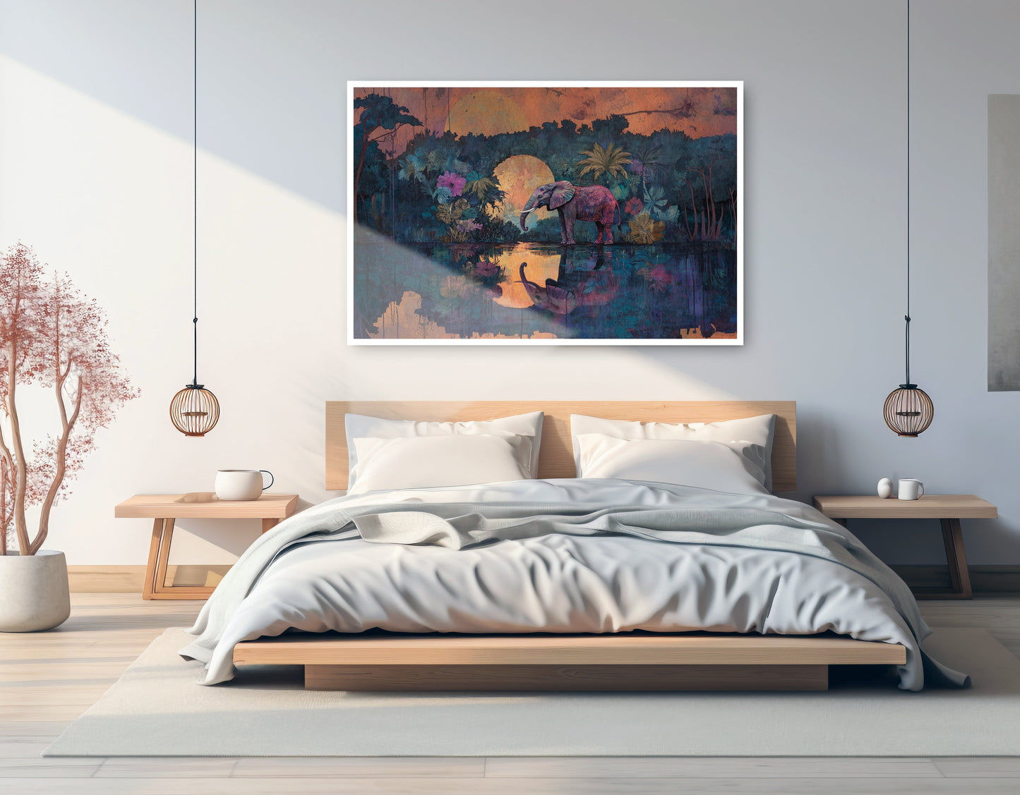Elephant Moon River African American canvas print artwork view