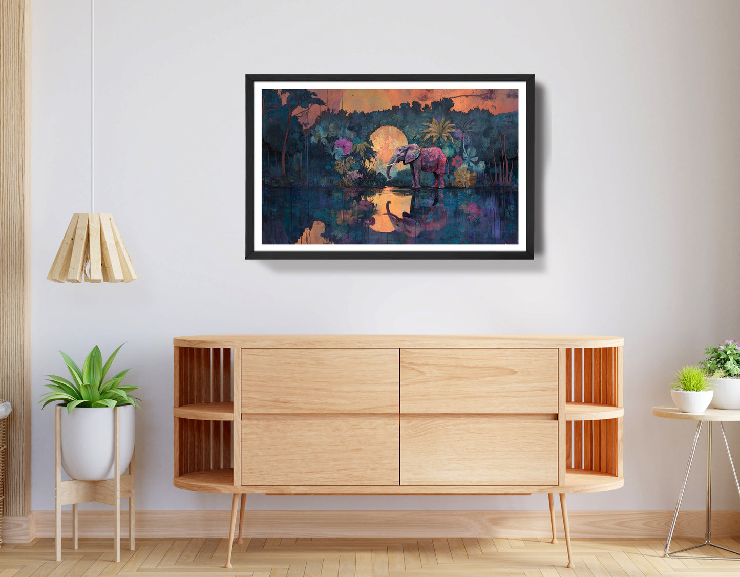 Elephant Moon River African American canvas print view 68