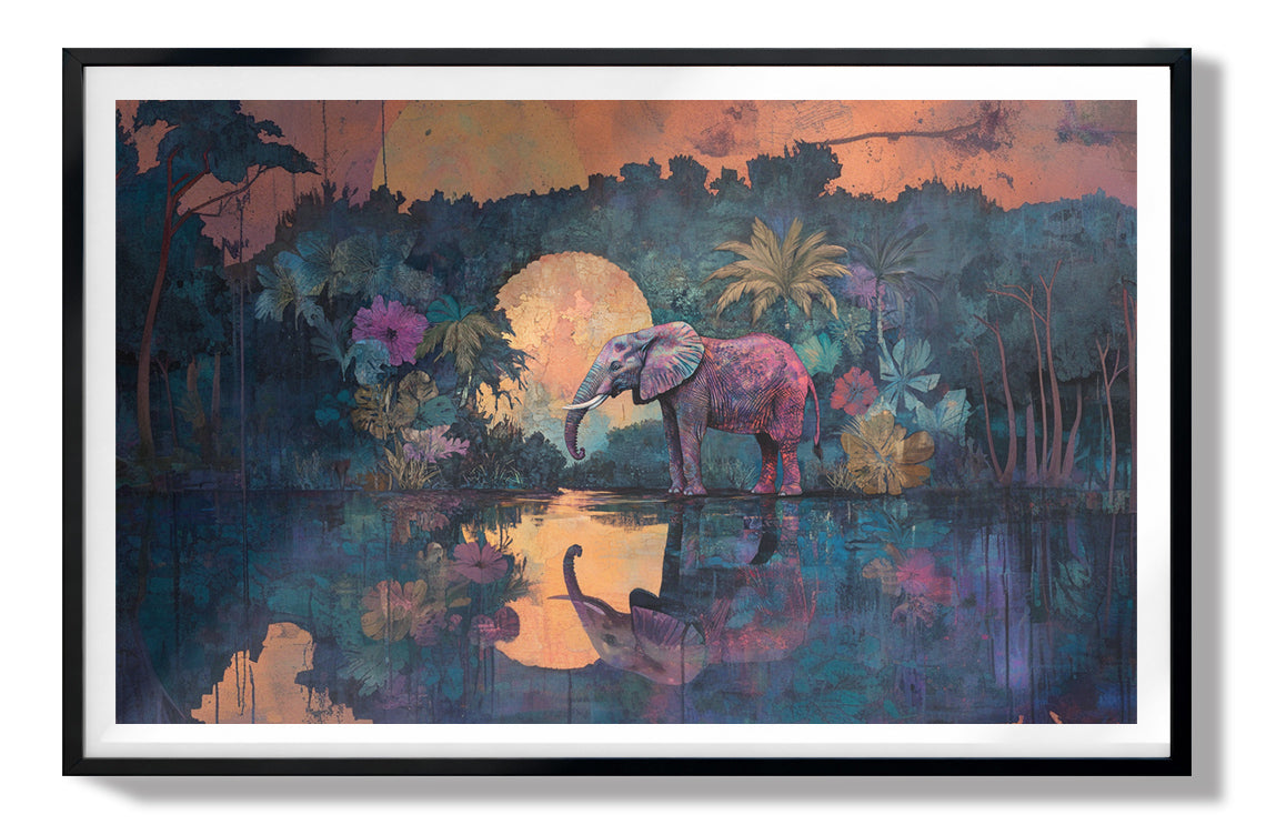 Elephant Moon River African American canvas print view 67