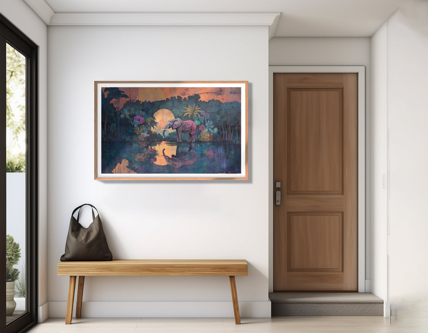 Elephant Moon River African American canvas print view 83