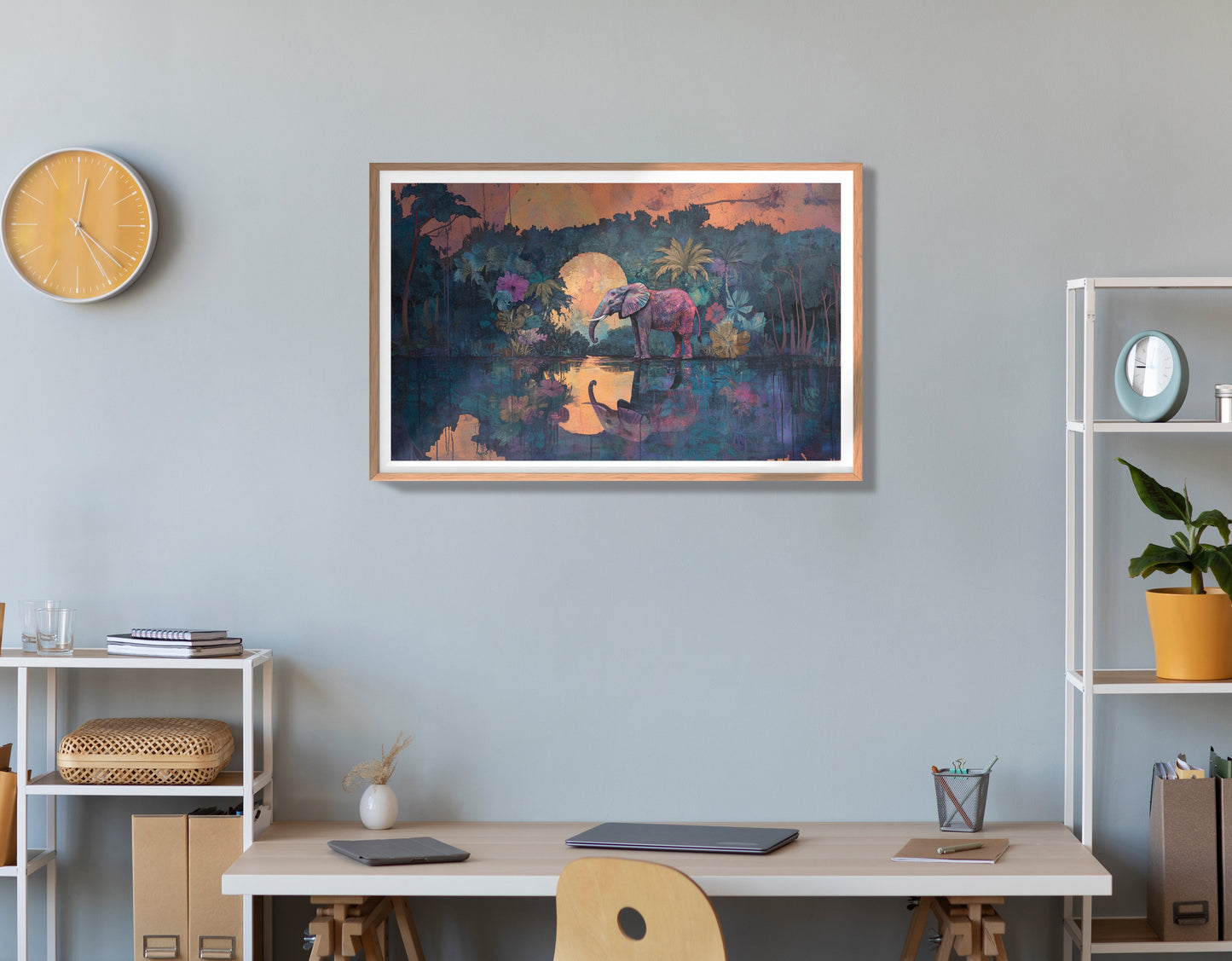 Elephant Moon River African American canvas print view 84
