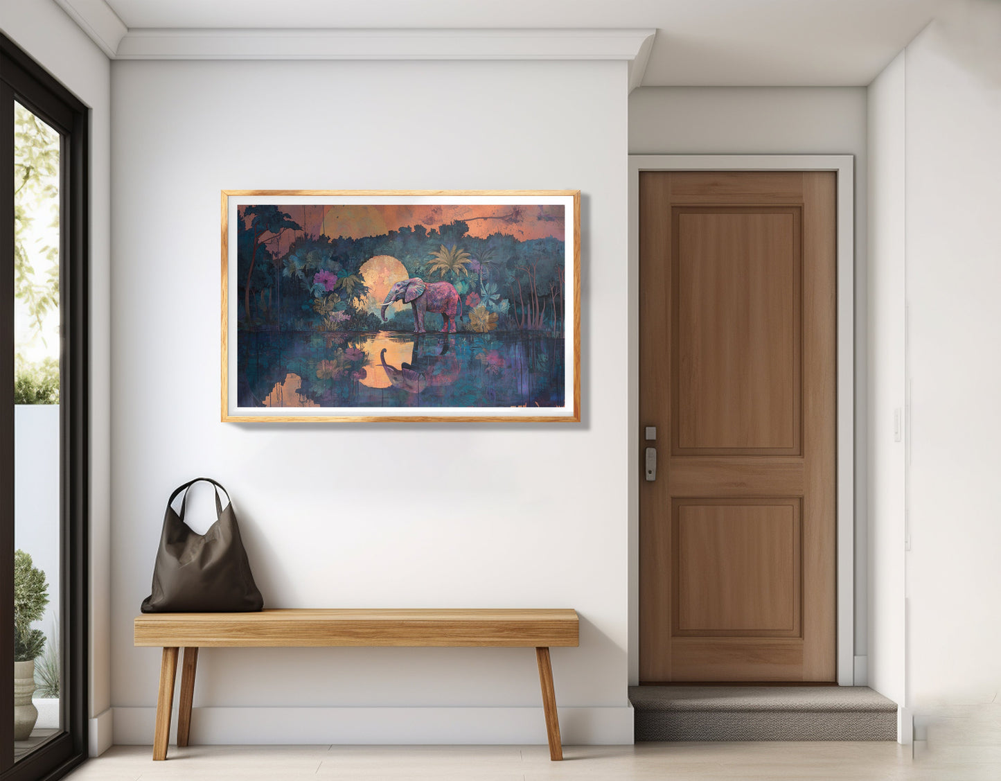 Elephant Moon River African American canvas print view 77