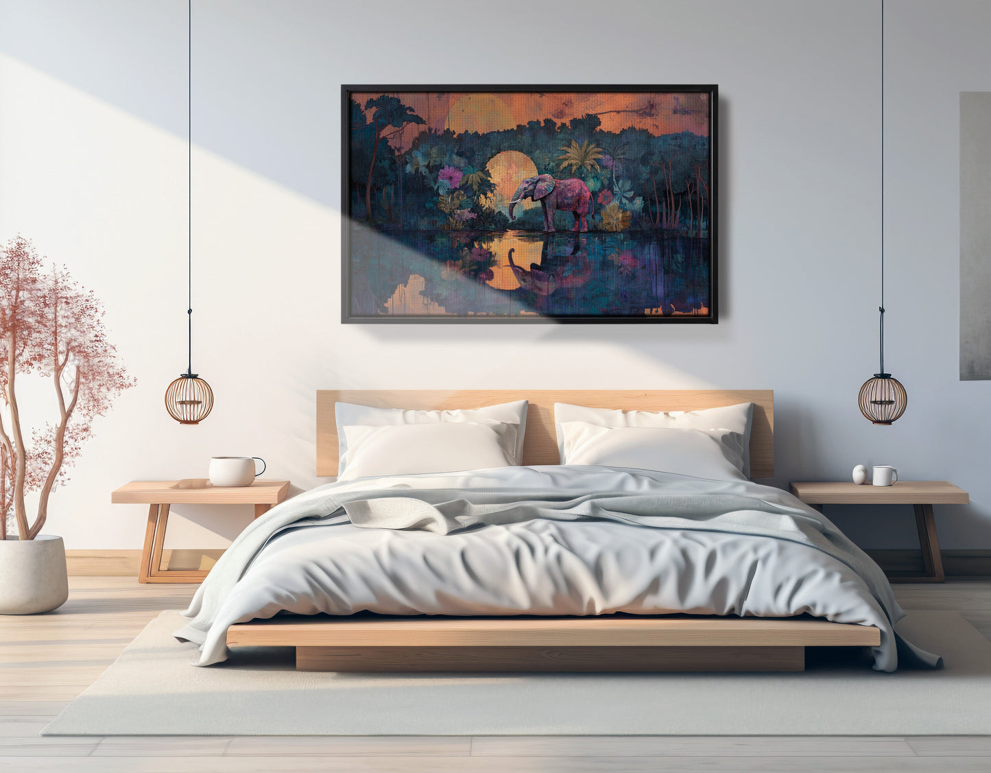 Elephant Moon River African American canvas print view 27