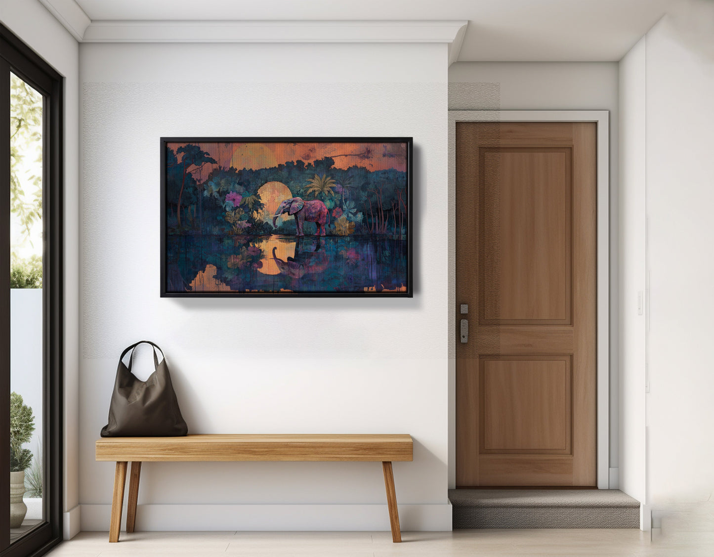 Elephant Moon River African American canvas print view 29