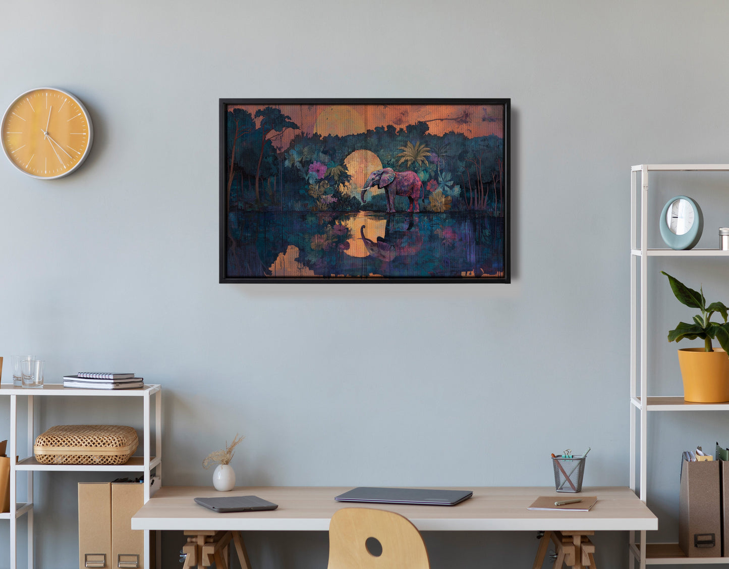 Elephant Moon River African American canvas print view 30