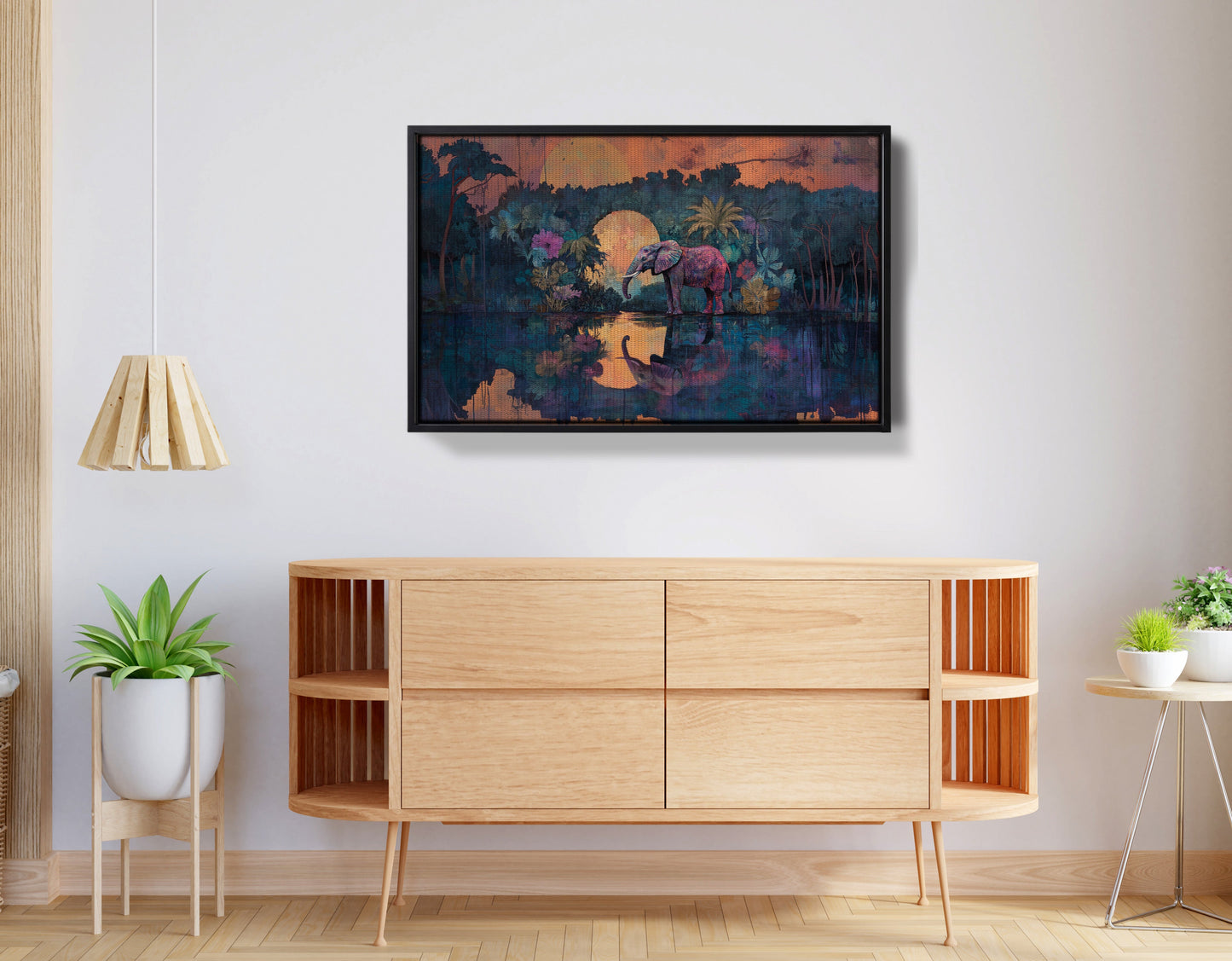 Elephant Moon River African American canvas print view 26