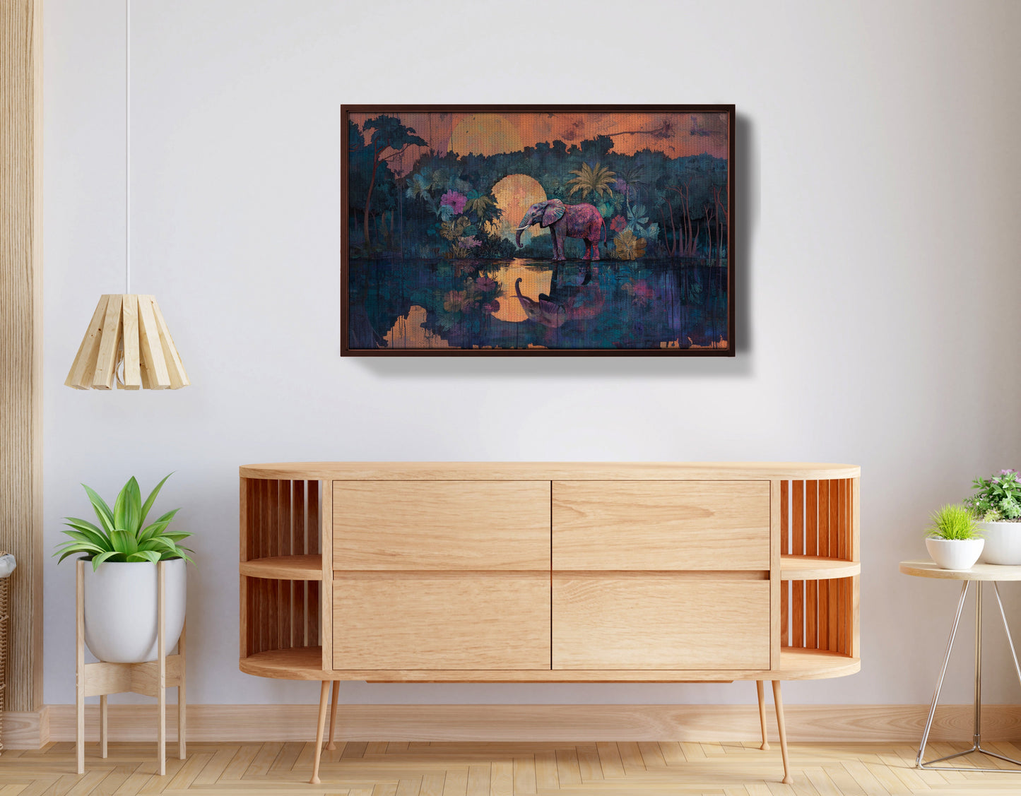 Elephant Moon River African American canvas print view 32