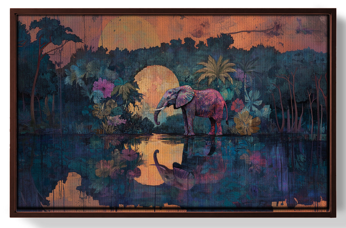 Elephant Moon River African American canvas print view 31