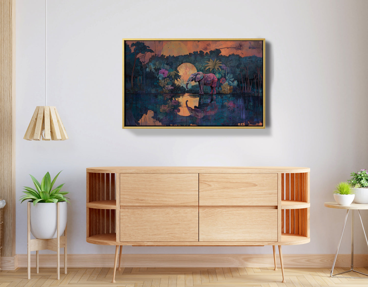Elephant Moon River African American canvas print view 38