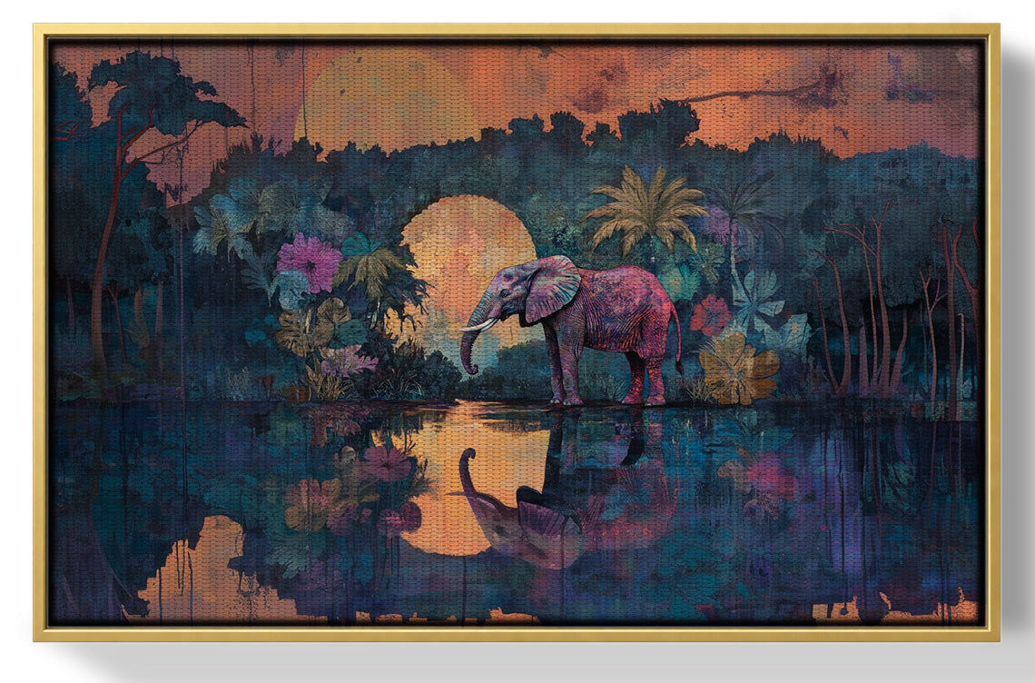 Elephant Moon River African American canvas print view 37