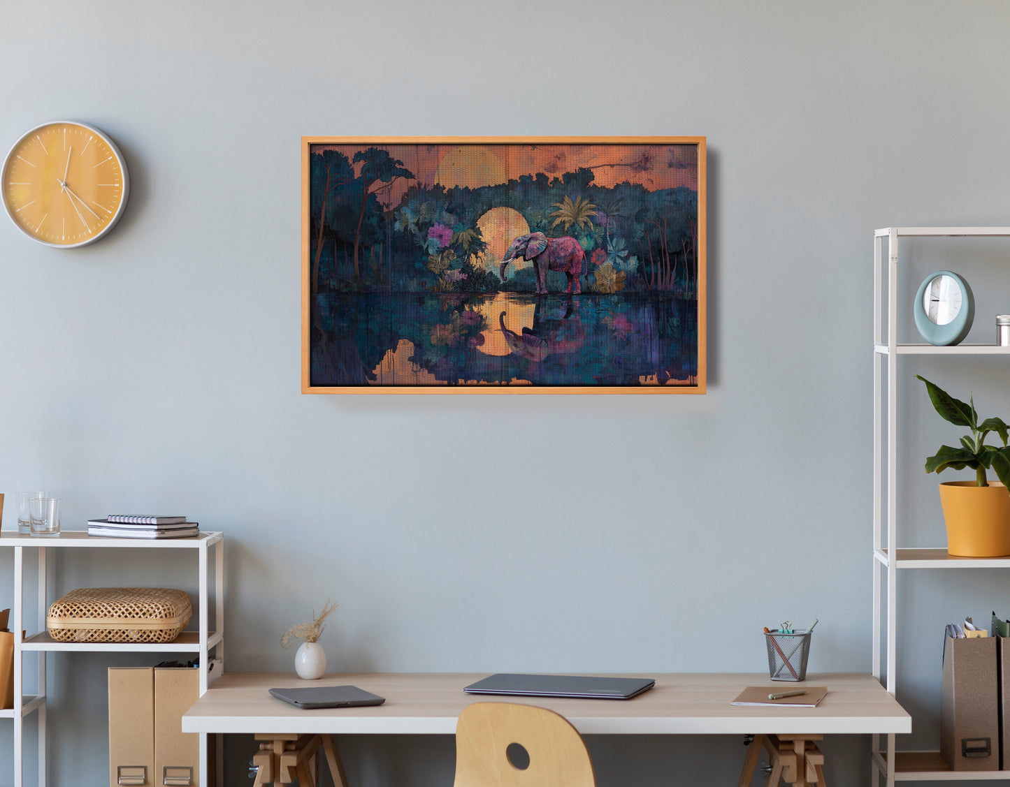 Elephant Moon River African American canvas print view 48