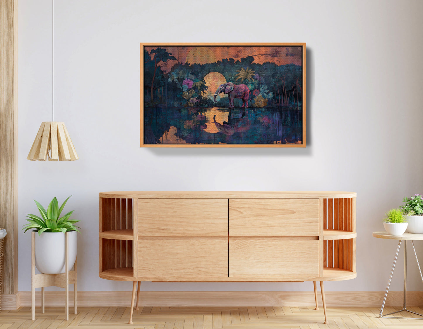 Elephant Moon River African American canvas print view 44