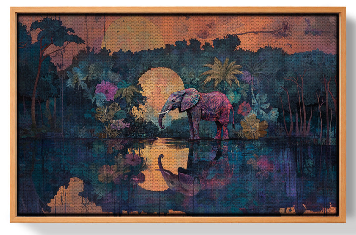 Elephant Moon River African American canvas print view 43