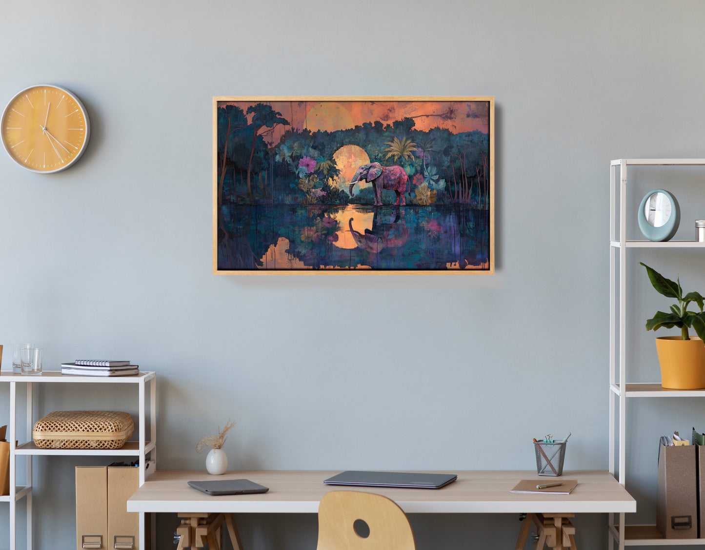 Elephant Moon River African American canvas print view 54