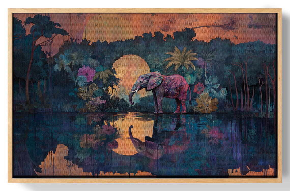 Elephant Moon River African American canvas print view 49
