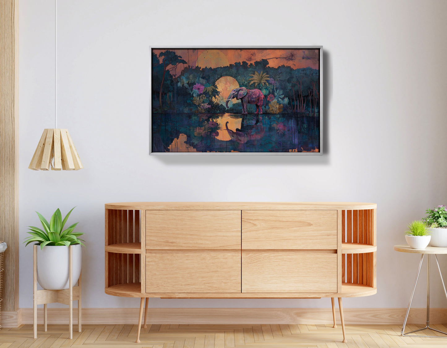 Elephant Moon River African American canvas print view 56