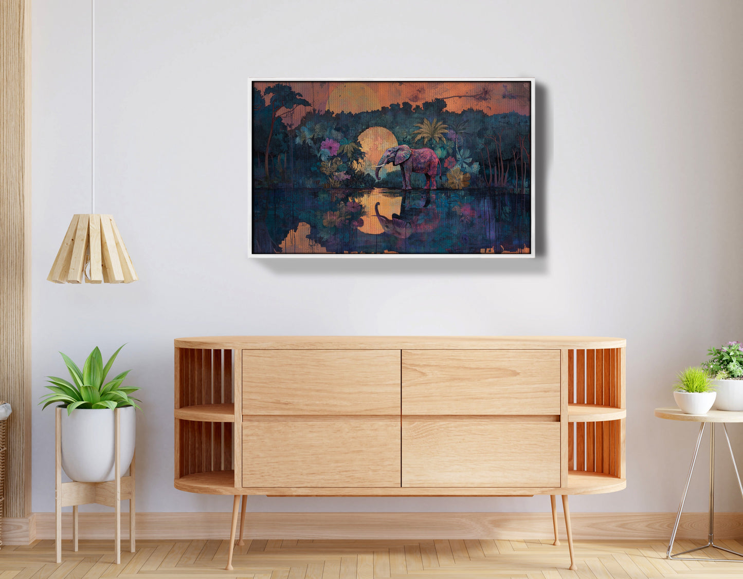 Elephant Moon River African American canvas print view 62