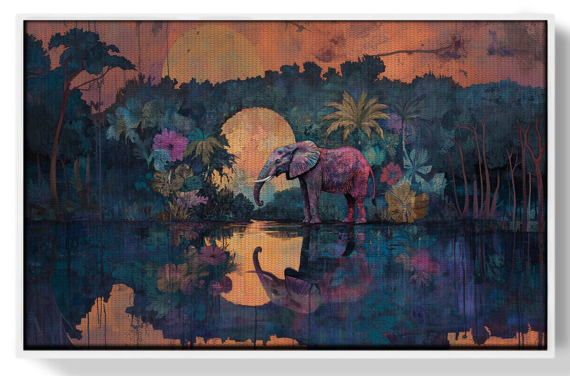 Elephant Moon River African American canvas print view 61