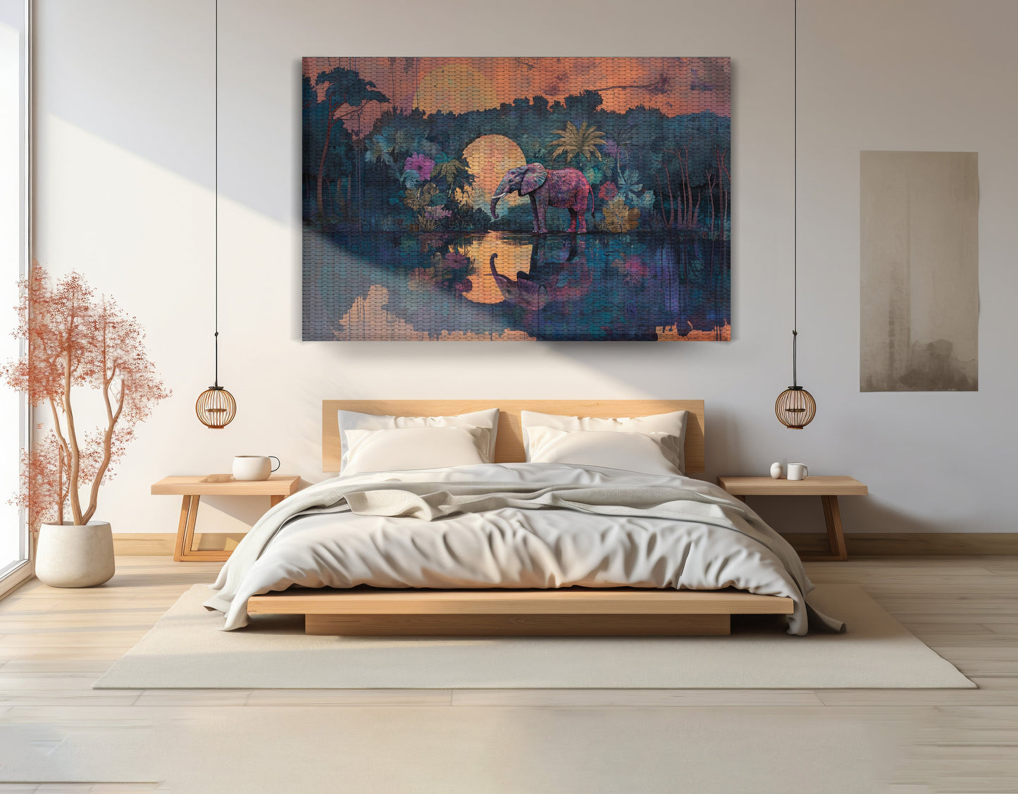 Elephant Moon River African American canvas print view 15