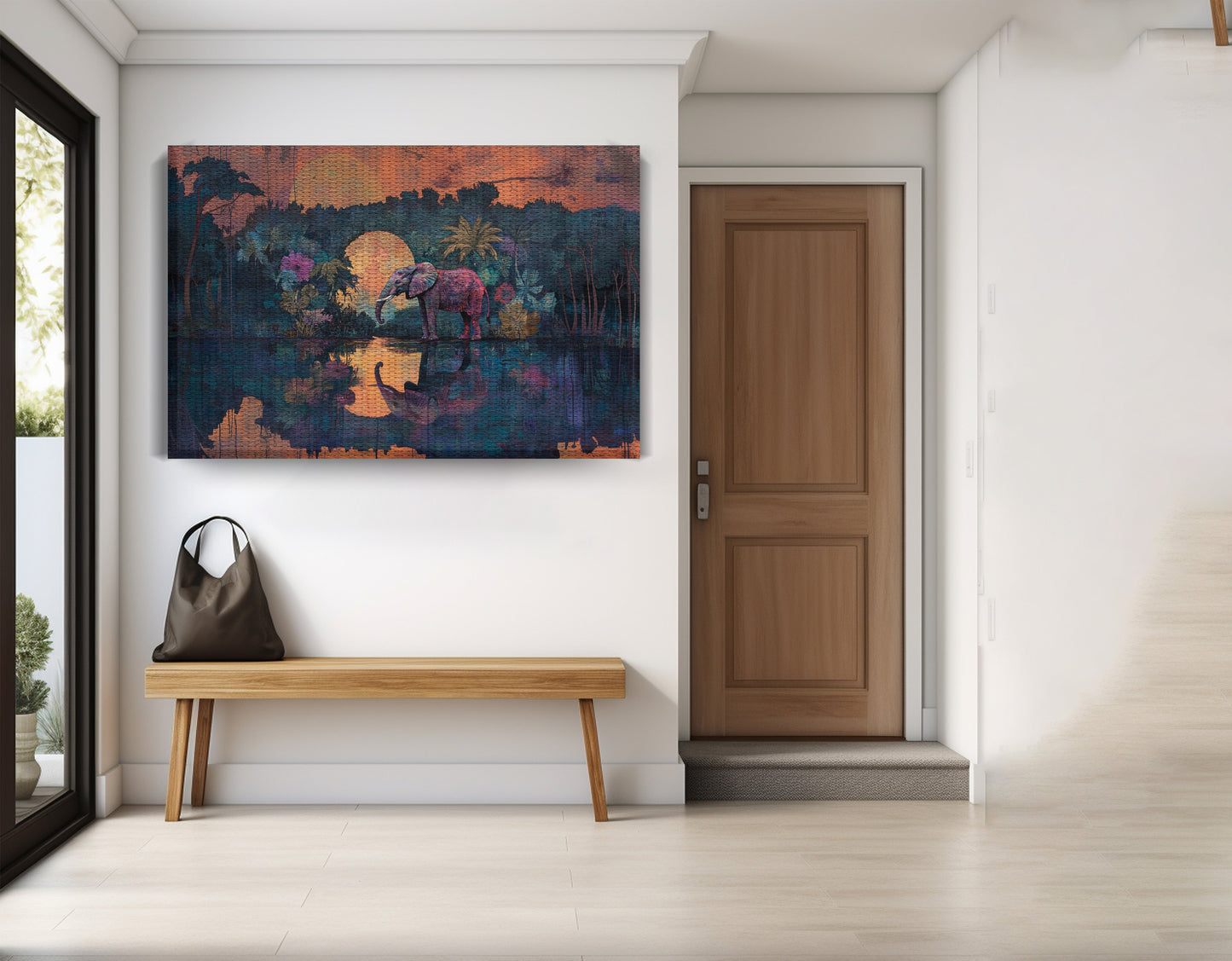 Elephant Moon River African American canvas print view 17