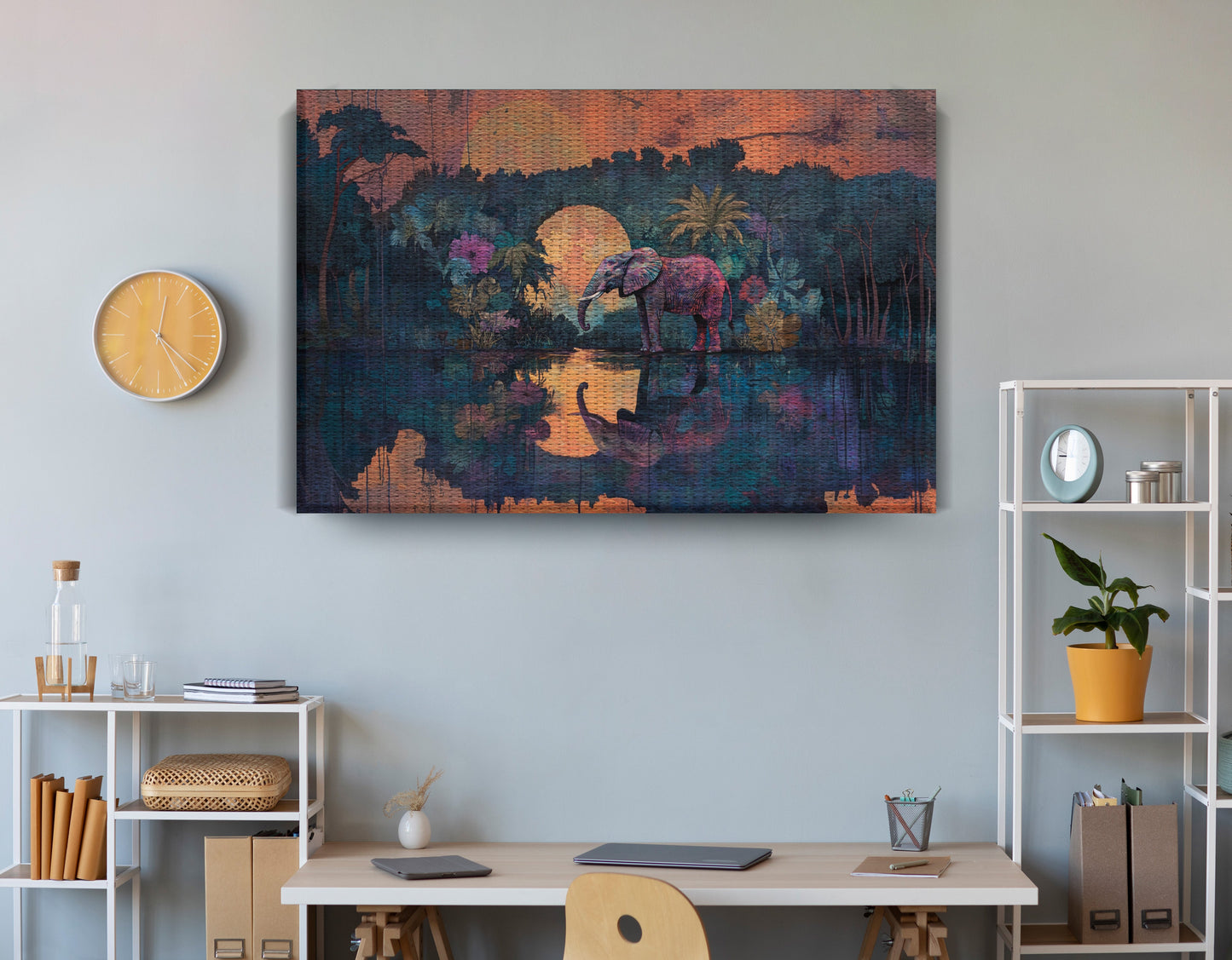 Elephant Moon River African American canvas print view 18