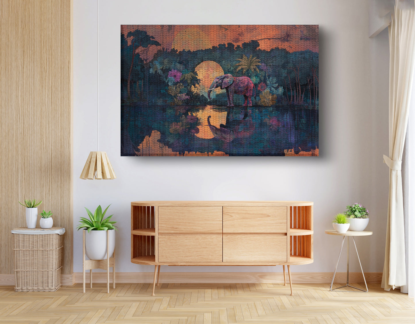Elephant Moon River African American canvas print view 14