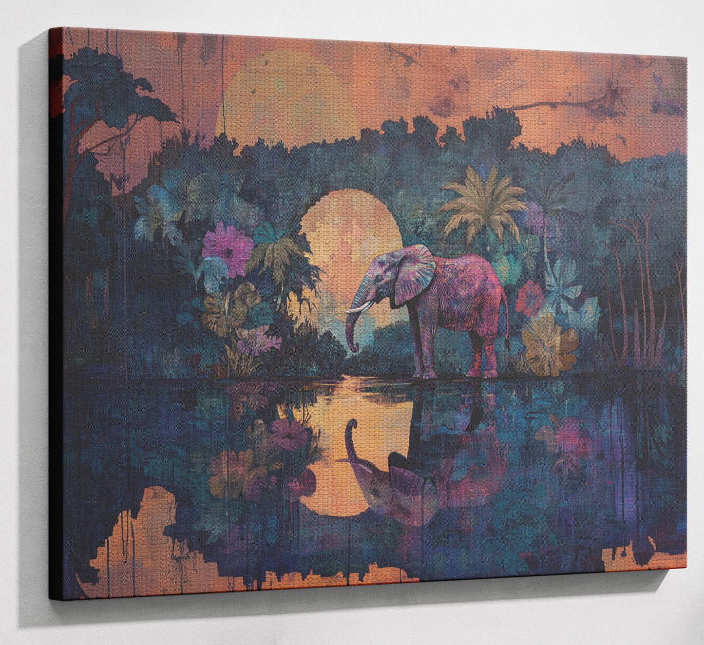 Elephant Moon River African American canvas print view 13