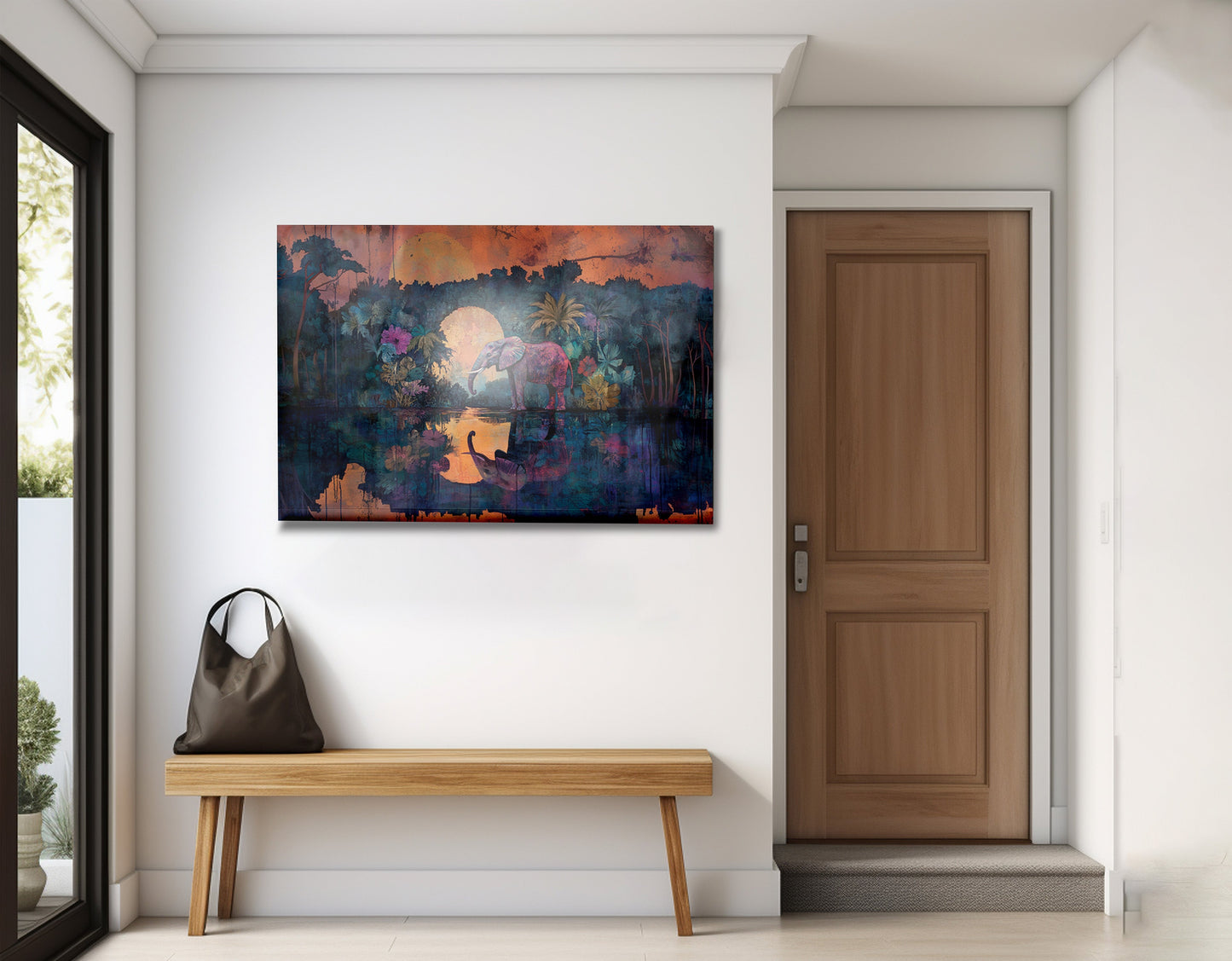 Elephant Moon River African American canvas print view 23