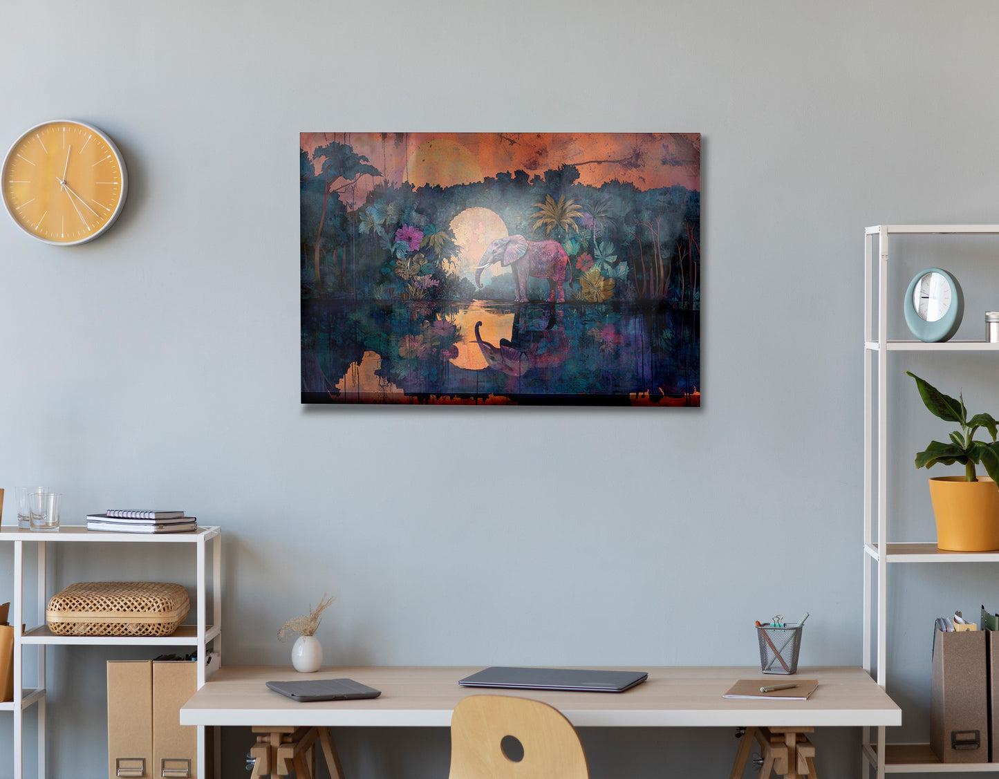 Elephant Moon River African American canvas print view 24