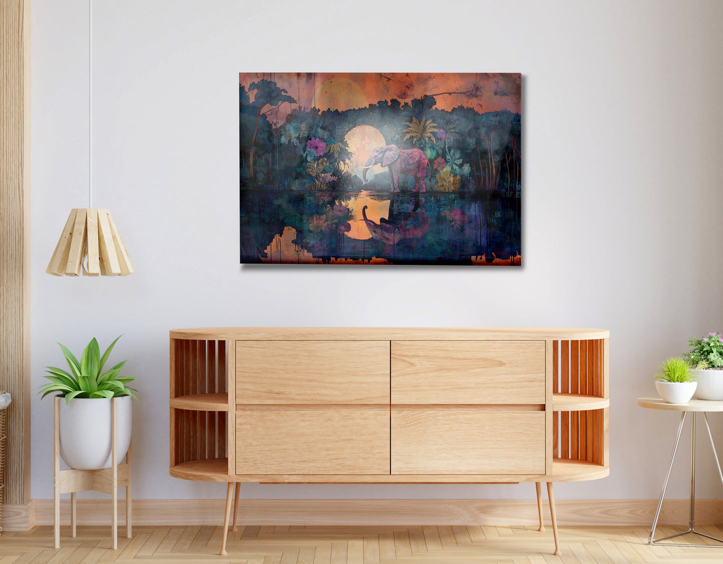 Elephant Moon River African American canvas print view 20