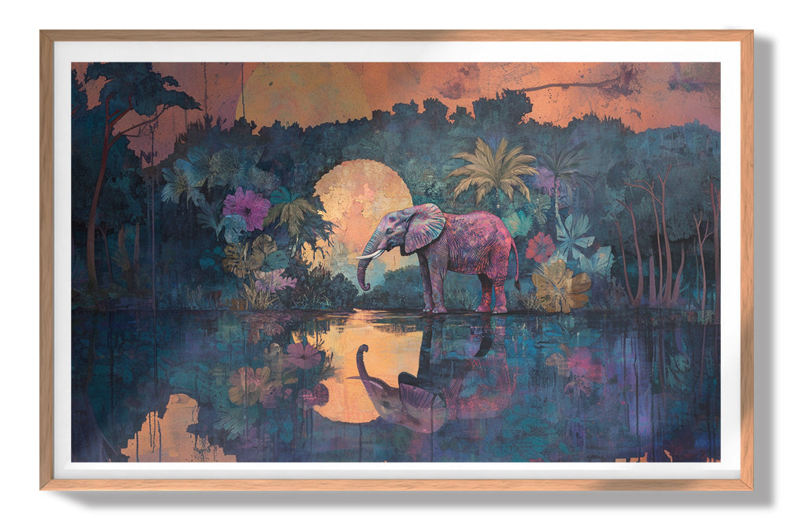 Elephant Moon River African American canvas print view 79