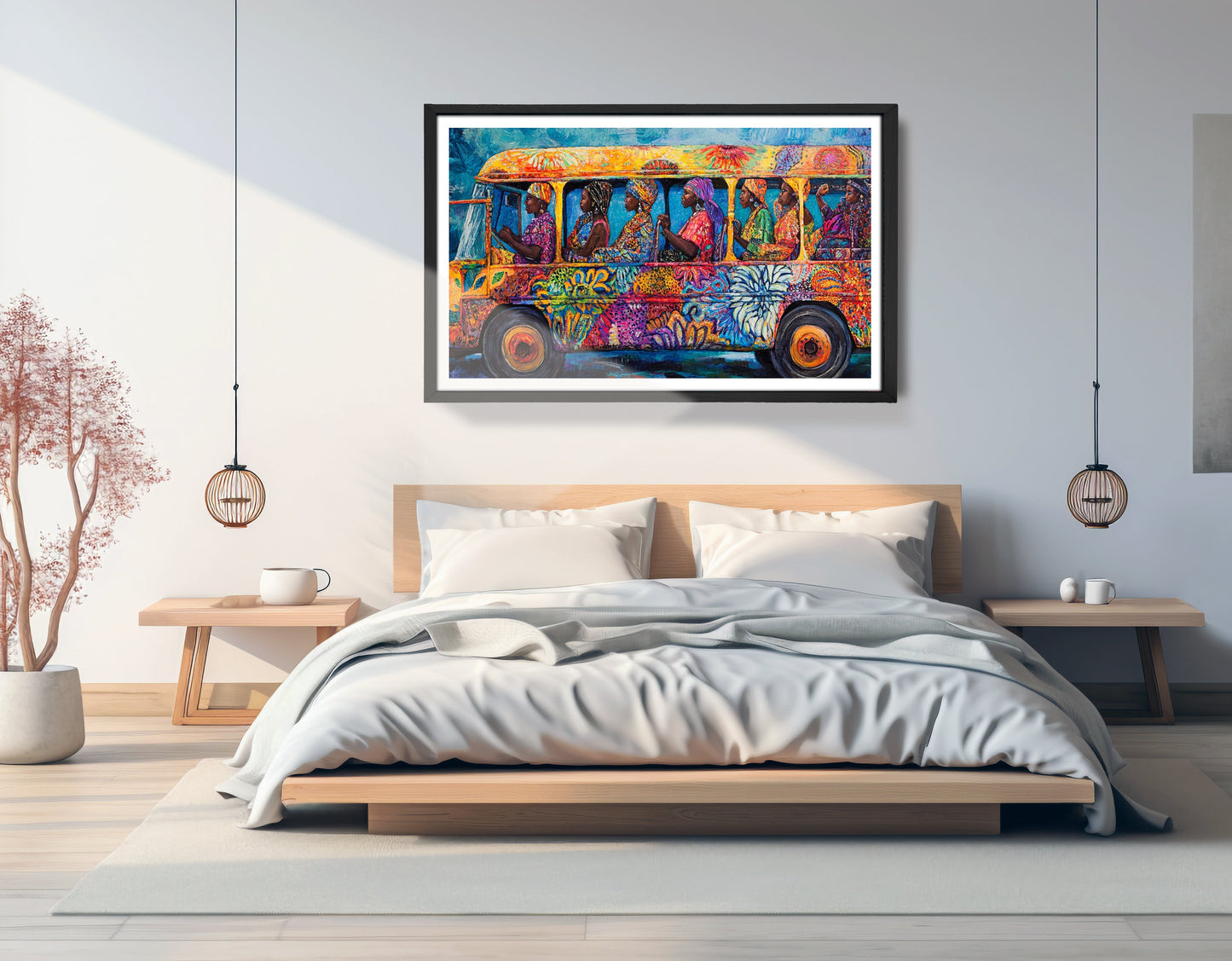 Colorful Bus Street Scene Black African American canvas print view 69