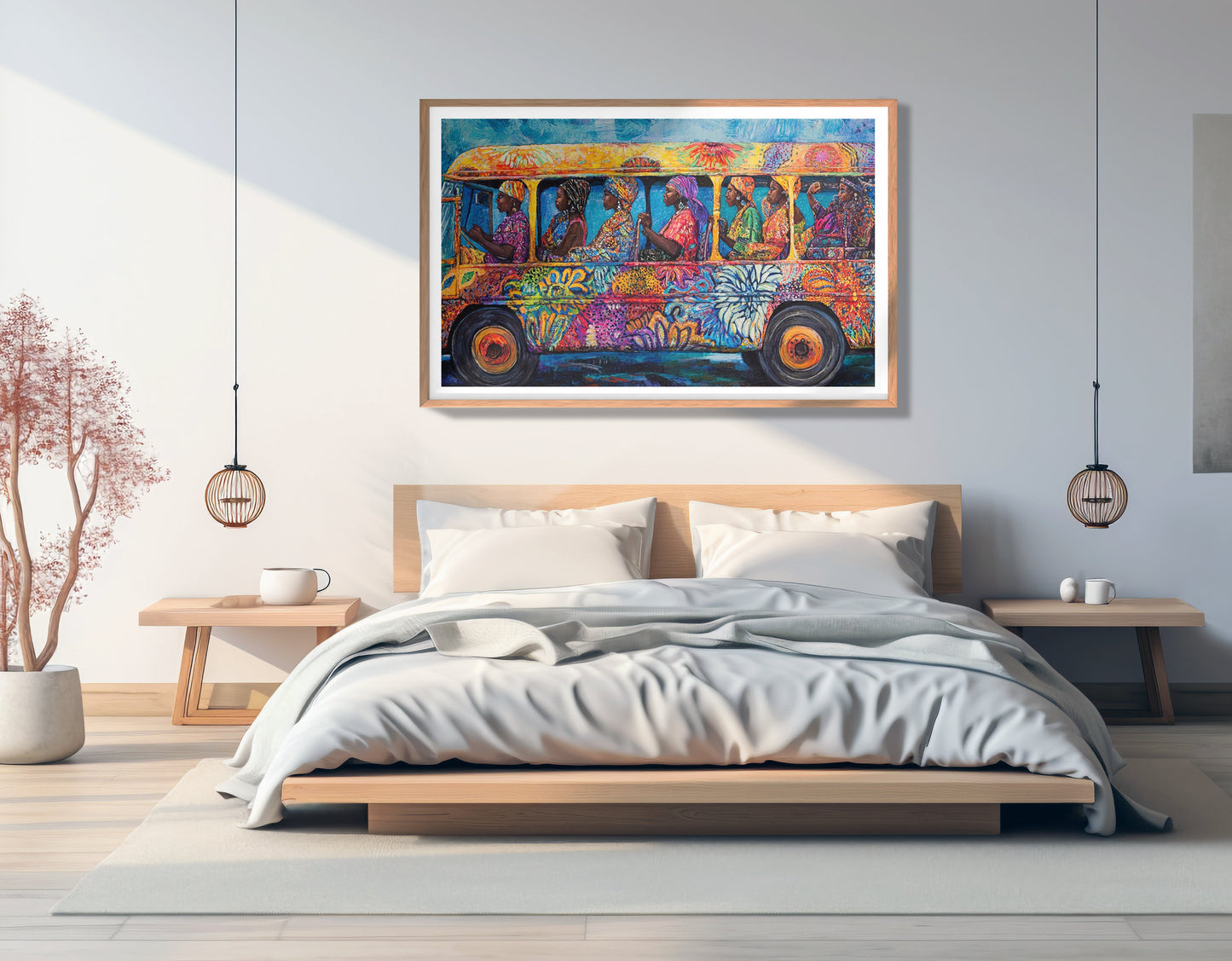 Colorful Bus Street Scene Black African American canvas print view 81
