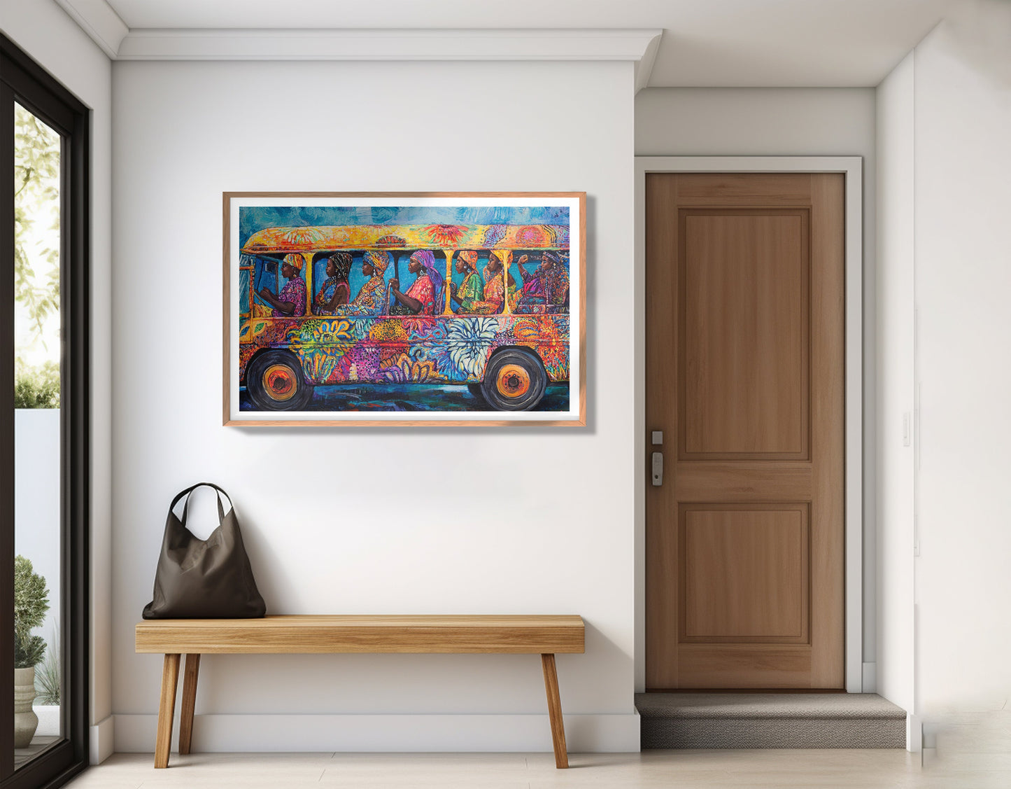 Colorful Bus Street Scene Black African American canvas print view 83