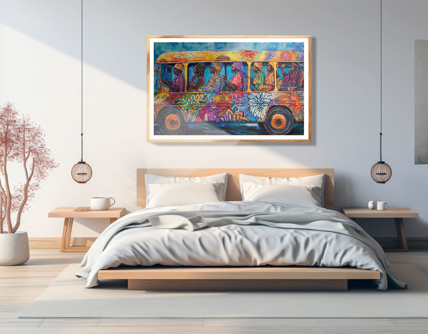 Colorful Bus Street Scene Black African American canvas print view 75