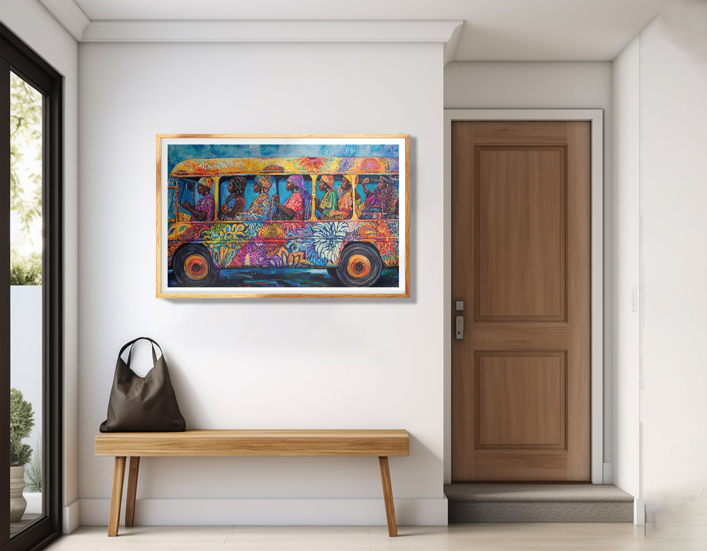 Colorful Bus Street Scene Black African American canvas print view 77