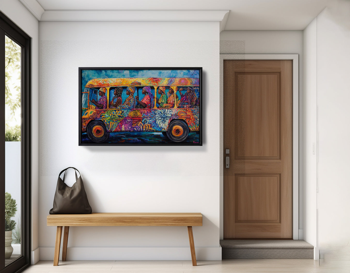 Colorful Bus Street Scene Black African American canvas print view 29