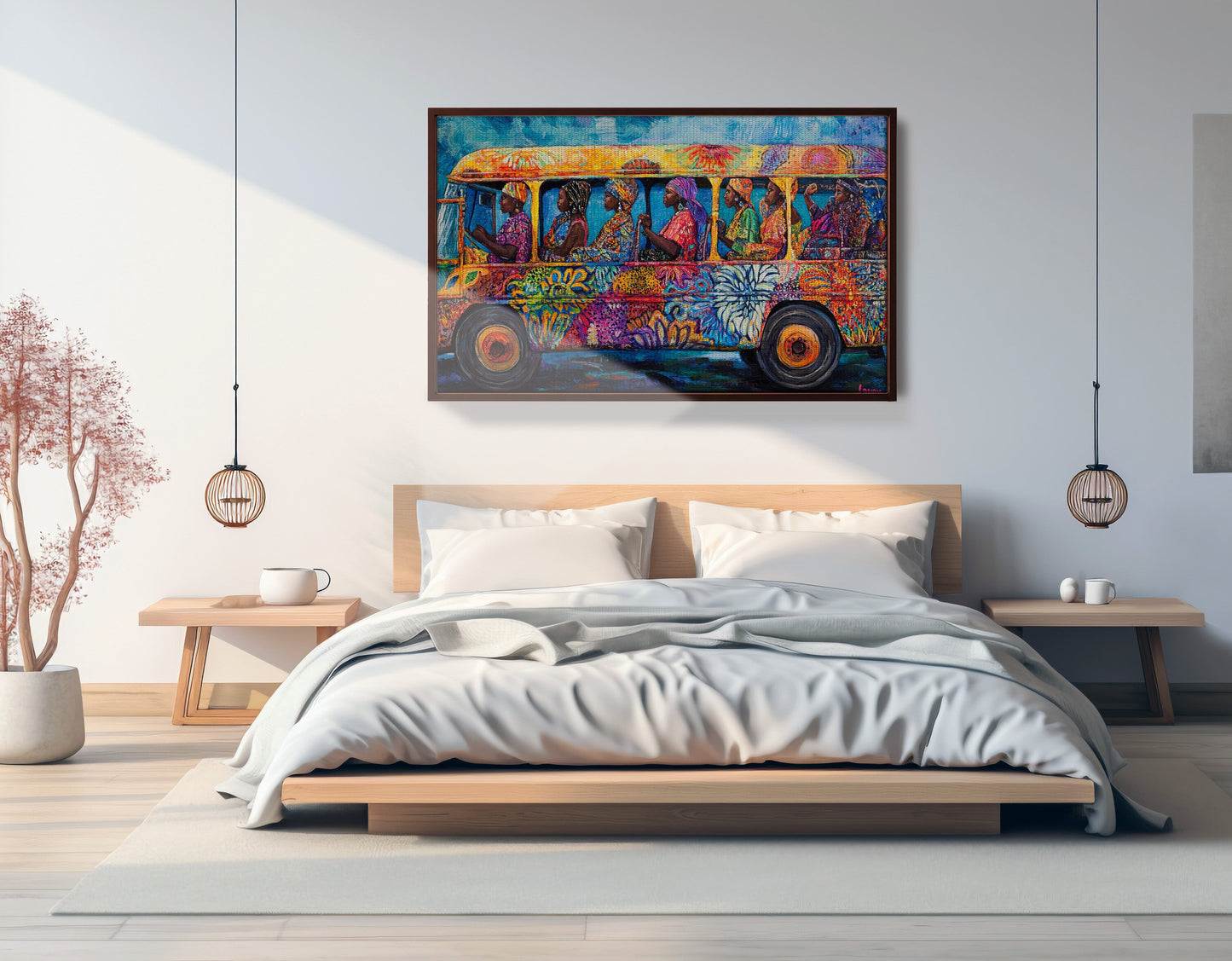 Colorful Bus Street Scene Black African American canvas print view 33