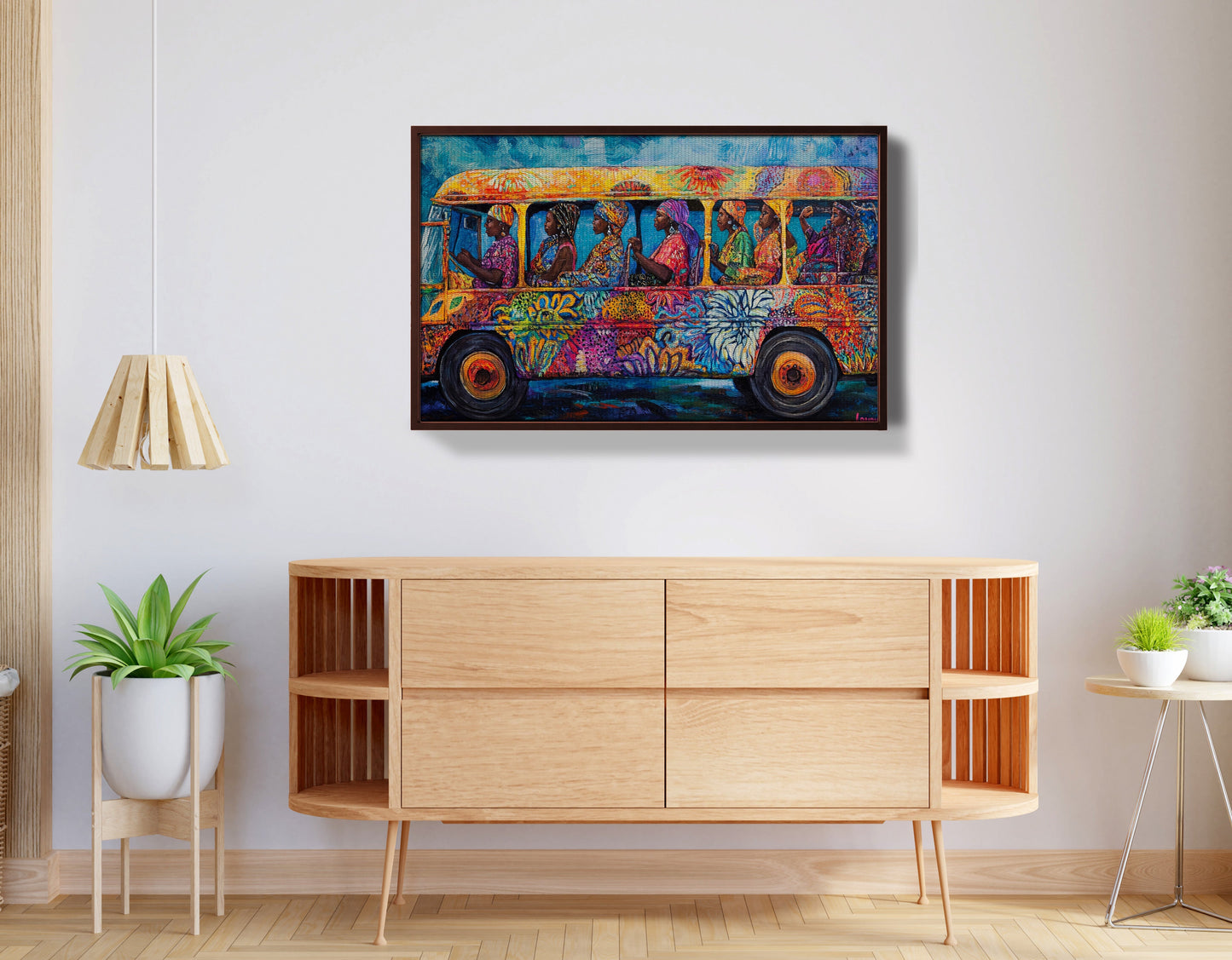 Colorful Bus Street Scene Black African American canvas print view 32