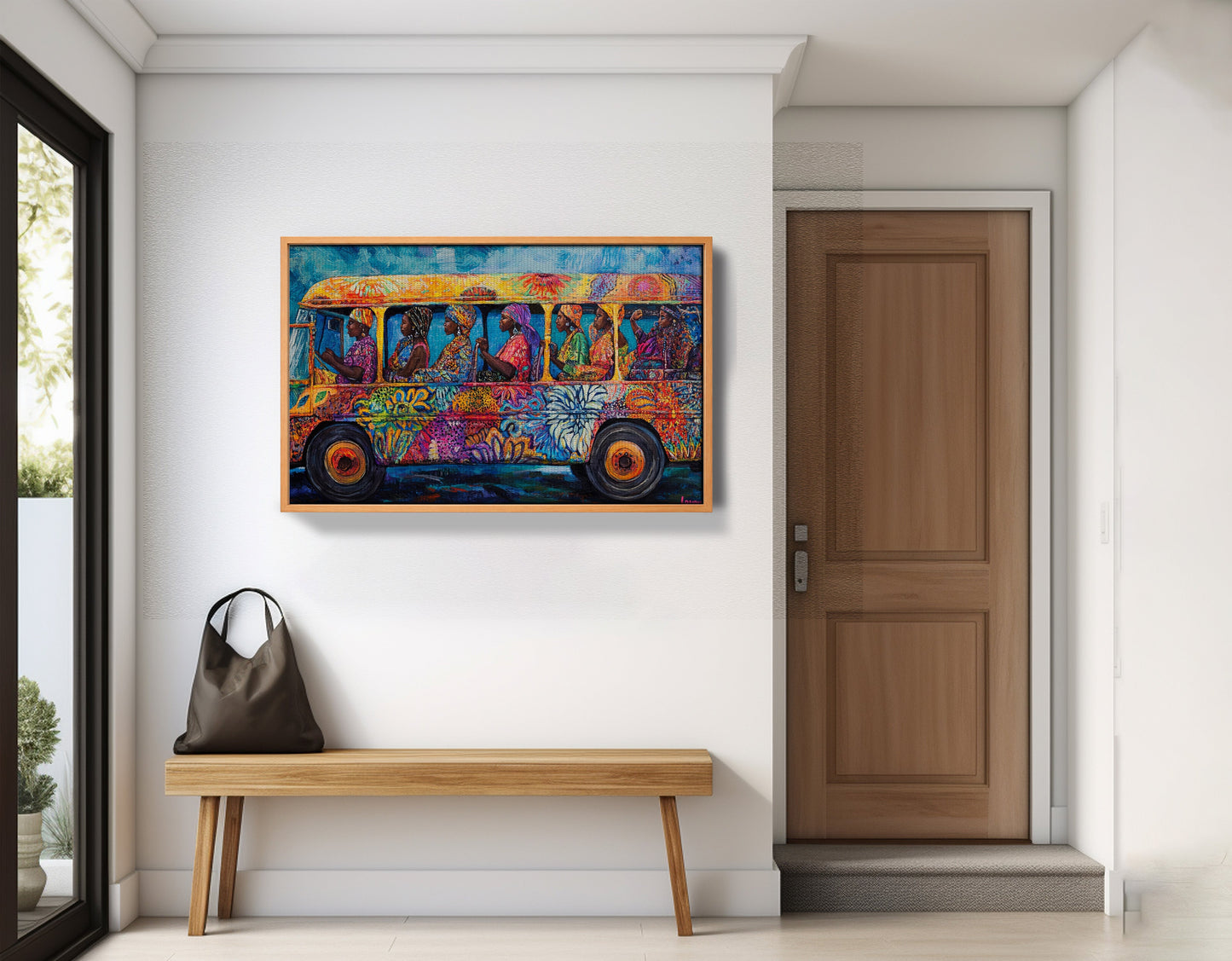 Colorful Bus Street Scene Black African American canvas print view 47