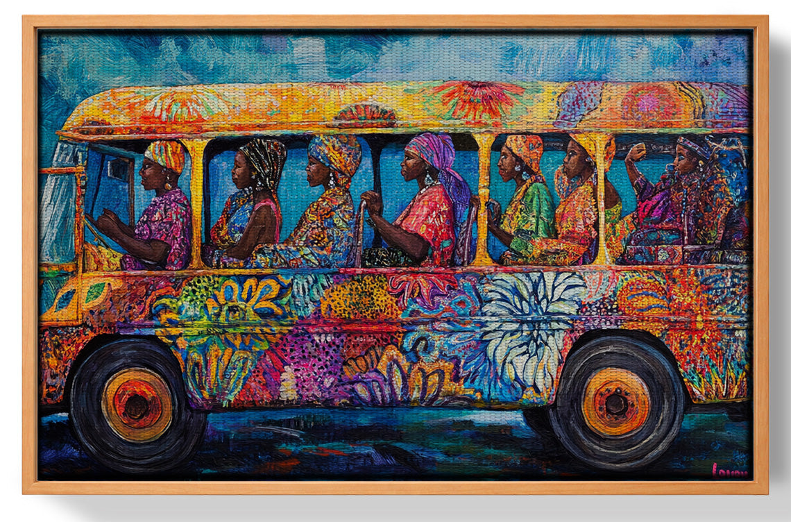 Colorful Bus Street Scene Black African American canvas print view 43